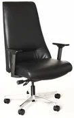 Fotele i krzesła biurowe - Unique Meble Fotel biurowy, obrotowy SAIL w skórze naturalnej, czarny, z regulowanymi podłokietnikami - miniaturka - grafika 1