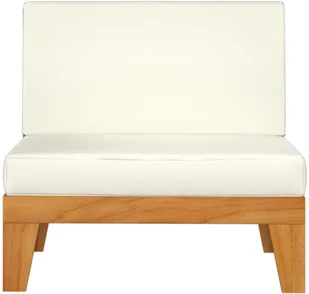 VidaXL Moduł sofy środkowej, kremowe poduszki, lite drewno akacjowe! 312150 - Sofy ogrodowe - miniaturka - grafika 2