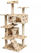 Drapaki dla kotów - vidaXL Drapak dla kota, 125 cm, beżowy ze wzorem w kocie łapki - miniaturka - grafika 1