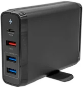 Ładowarki do telefonów - Cameron Sino Biurkowa stacja ładująca 1x USB-C+1xUSB QC 3.0+2xUSB 75W kolor czarny Cameron Sino) DF-MTC100BE - miniaturka - grafika 1