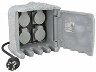 Przedłużacze i rozgałęźniki - Unitec 44241 rozdzielacz gniazdek o wyglądzie kamienia, z 4 gniazdami - miniaturka - grafika 1