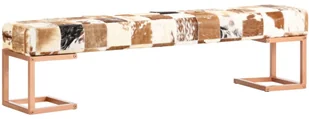 vidaXL Ławka 160 cm, brązowa, patchworkowa, prawdziwa kozia skóra vidaXL - Ławki do przedpokoju - miniaturka - grafika 2