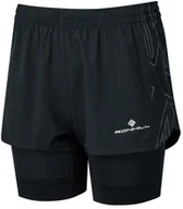 Spodnie sportowe damskie - RONHILL RONHILL Spodenki biegowe damskie TECH MARATHON TWIN SHORT czarne - miniaturka - grafika 1