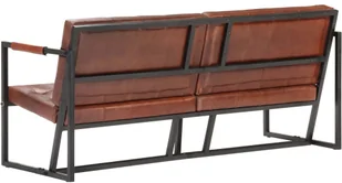 vidaXL Sofa 3-osobowa, brązowa, naturalna skóra kozia - Sofy i kanapy - miniaturka - grafika 5