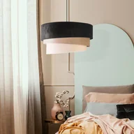 Lampy sufitowe - Euluna Lampa wisząca Devon czarna/beżowa/ecru/złota 45cm - miniaturka - grafika 1