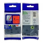 Taśmy do drukarek barwiące - Brother TZ-411 TZe-411 6mm x 8m czarny druk czerwony podkład taśma zamiennik TZe411 - miniaturka - grafika 1