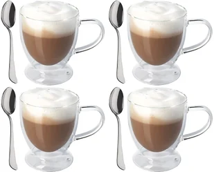 4x Szklanka Termiczna Kawa Herbata 250ml+ Łyżeczka - Szklanki - miniaturka - grafika 2
