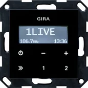 Wyłączniki światła i elektryczne - Gira 228405 podtynkowy radio RDS bez system głośników 55, schwarzglasoptik 228405 - miniaturka - grafika 1