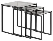 Ławy i stoliki kawowe - Actona Stolik kawowy Katrine zestaw trzech dymny, czarny 83625 - miniaturka - grafika 1