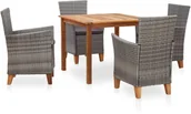 Meble ogrodowe - vidaXL 5-częściowy zestaw mebli ogrodowych, polirattan i akacja, szary - miniaturka - grafika 1