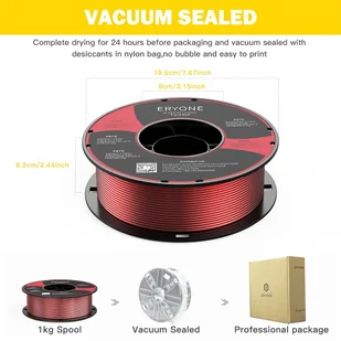 ERYONE ERYONE PETG Filament for 3D Printer 1.75mm Tolerance 0.03mm 1KG(2.2LBS)/Spool - Transparent Red 795732EUDF - Filamenty i akcesoria do drukarek 3D - miniaturka - grafika 4