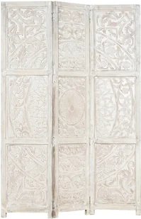 vidaXL vidaXL Parawan 3-panelowy, rzeźbiony, biały, 120x165 cm, drewno mango - Parawany - miniaturka - grafika 15