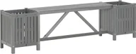 Ławki ogrodowe - vidaXL Ławka ogrodowa z 2 donicami 150 cm, lite drewno akacjowe, szara - miniaturka - grafika 1