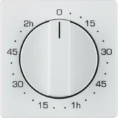 Wyłączniki światła i elektryczne - Hager sp. z o.o. Q.1 Płytka czołowa z pokrętłem regulacyjnym do łącznika czasowego 0-120 min biały aksamit 16336089 - miniaturka - grafika 1