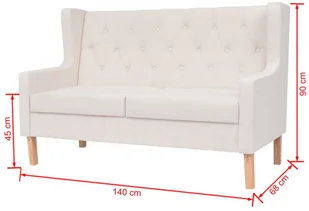 vidaXL Sofa 2-osobowa, materiałowa, kremowa - Sofy i kanapy - miniaturka - grafika 7