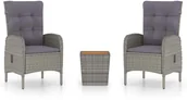 Meble ogrodowe - vidaXL 3-częściowy zestaw ogrodowy bistro, rattan PE i akacja, szary - miniaturka - grafika 1