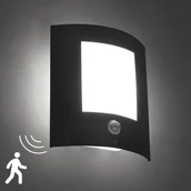 Lampy ogrodowe - QAZQA Kinkiet zewnętrzny antracytowy z czujnikiem ruchu IP44 - Emmerald 1 - miniaturka - grafika 1