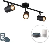 Systemy inteligentnych domów - QAZQA Inteligentne  uchylne czarne punkty  w tym WiFi GU10 - Jeana 3 - miniaturka - grafika 1