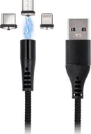 Kable komputerowe i do monitorów - MaxLife Kabel USB  Kabel magnetyczny Maxlife MXUC-03 3w1 Fast Charge 3A QC3.0 czarny 73609 - miniaturka - grafika 1
