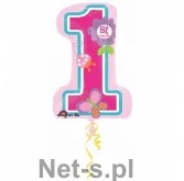Baby shower i roczek - Amscan Balon foliowy Super shape XL 1-sze urodziny dziewczynka - miniaturka - grafika 1