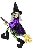 Gadżety na imprezę - Widmann Andreas 01395  rozmawiający Wiedźma na miotła, błyszczących oczy i strampelnden nóg VD-WDM01395 - miniaturka - grafika 1