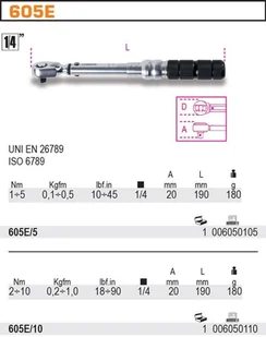 Beta KLUCZ DYNAMOMETRYCZNY 2-10 Nm 1/4" 605E/10 - Klucze i nasadki - miniaturka - grafika 2