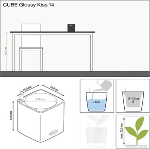 Lechuza Donica stołowa CUBE Glossy 14 ALL-IN-ONE, róż, wysoki połysk - Donice - miniaturka - grafika 8