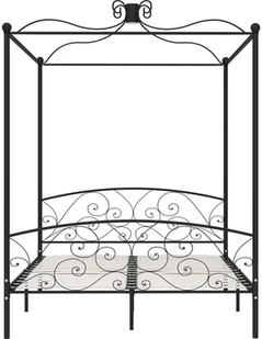 vidaXL Rama łóżka z baldachimem, czarna, metalowa, 160 x 200 cm - Łóżka - miniaturka - grafika 3