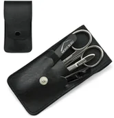 Zestawy do manicure i pedicure - 4-częściowy zestaw do manicure GÖSOL w skórzanym etui, wyprodukowany w Niemczech Black MS-029.C1 - miniaturka - grafika 1
