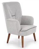 Fotele - Halmar Fotel wypoczynkowy jasny szary BISHOP na drewnianych nogach - miniaturka - grafika 1
