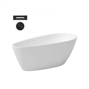 Besco Wanna Wolnostojąca Goya A-line 170 w zestawie maskownica syfonu z przelewem czarna - Wanny - miniaturka - grafika 2