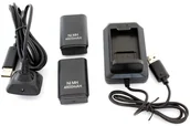 Akcesoria do Xbox - 2x bateria do pada xbox 360 ładowarka + kabel usb - miniaturka - grafika 1