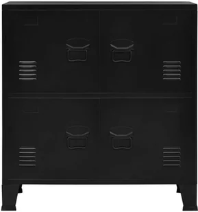 vidaXL vidaXL Szafka na dokumenty z 4 drzwiczkami, czarna, 75x40x80 cm, stal - Szafy biurowe - miniaturka - grafika 3