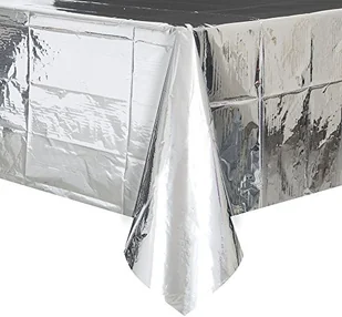 Unique Obrus foliowy, UNIQUE, srebrny chrom, 137x274 cm U50410 - Dekoracje i nakrycia stołu na imprezę - miniaturka - grafika 2