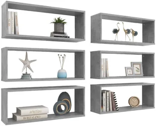 VidaXL Lumarko Półki ścienne kostki 6 szt., szarość betonu, 60x15x23 cm, płyta 807147 VidaXL - Półki do salonu - miniaturka - grafika 4