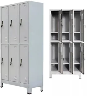 vidaXL Zamykana szafka o 6 przegrodach, stalowa, 90x45x180 cm, szara - Szafki do salonu - miniaturka - grafika 2