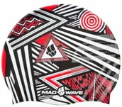 Pływanie - Mad Wave Czepek pływacki stripes silicone czerwony - miniaturka - grafika 1
