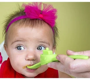 oogaa oogaa Green Boat silikonowa łyżeczka do karmienia - Sztućce dla dzieci - miniaturka - grafika 6