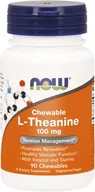 Witaminy i minerały dla sportowców - Now Foods Sklep L-THEANINE 100 MG KONTROLOWANIE NAPIĘCIA NERWOWEGO 90 TABLETEK DO SSANIA - miniaturka - grafika 1