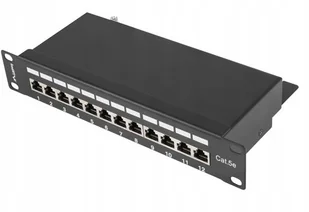 LANBERG Patch Panel 12 Port 1U 10 cali kat.5e ekranowany czarny PPF5-9012-B - Wtyczki i adaptery - miniaturka - grafika 5
