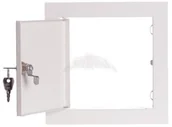 Rozdzielnie elektryczne - Sabaj SYSTEM Drzwiczki rewizyjne stalowe RD-1515Z RD 150x150x25mm sz/w/g /Z ZAMKIEM/ (RD1Z) biały 7-751 - miniaturka - grafika 1