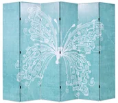 Parawany - vidaXL Składany parawan, 228 x 180 cm, niebieski motyl - miniaturka - grafika 1