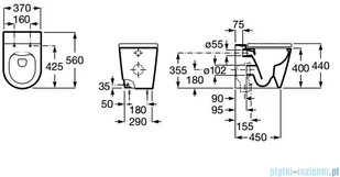 Roca Inspira Round Rimless miska WC stojąca beżowa A347526650 - Kompakty WC - miniaturka - grafika 3