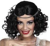 Dodatki do strojów karnawałowych - Boland Peruka Retro czarna z opaską - 1 szt. B85797 - miniaturka - grafika 1