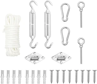 vidaXL 9-cz zestaw akcesoriów do montażu żagla ogrodowego stal 310244 - Pozostałe meble ogrodowe - miniaturka - grafika 9