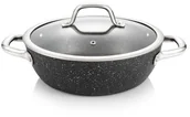 Patelnie - Tescoma Patelnia głęboka PRESIDENT Stone z pokrywką 24 cm - miniaturka - grafika 1