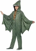 Stroje karnawałowe - Smiffys smiffy kroki  lotu jaszczurki dinozaur kostium dla dzieci, jednoczęściowy z kapturem i skrzydłami, zielony, m, zielony - miniaturka - grafika 1