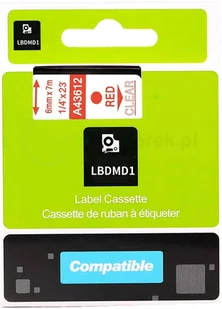 Dymo strefadrukarek.pl Taśma D1 43612 6mm x 7m przeźroczysta czerwony nadruk - zamiennik | OSZCZĘDZAJ DO 80% - ZADZWOŃ! 730811399 PROMOCJA! D1-43612 - Etykiety do drukarek - miniaturka - grafika 3