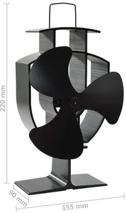 vidaXL Zasilany ciepłem wentylator kominkowy, 3 łopatki, czarny - Akcesoria grzewcze - miniaturka - grafika 8