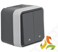Wyłączniki światła i elektryczne - Hager BERKER W.1 Wyłącznik żaluzjowy przyciskowy z nadrukiem "strzałka" IP55 szary 50753535 50753535/HAG - miniaturka - grafika 1